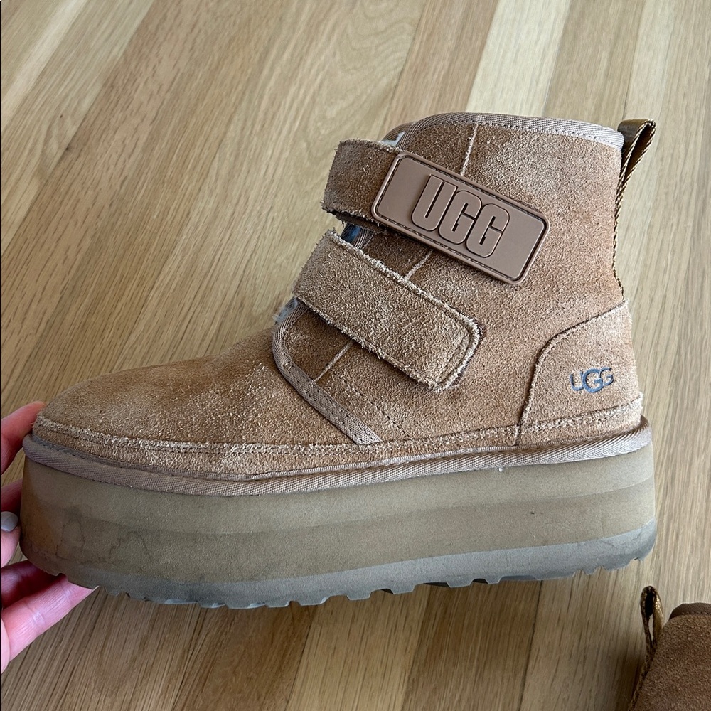 UGG Tan Neumel Platform Velcro Boots - Picture 3 of 14